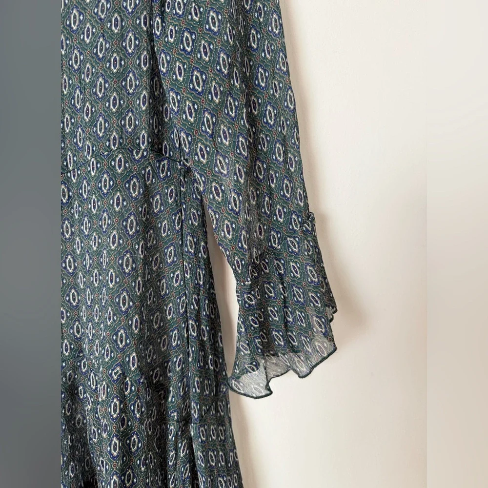 Vintage Y2K Sheer Asymmetrical Flowy Boho Printtd Top - Picture 5 of 14